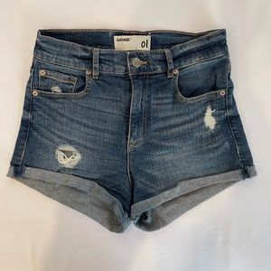 Garage Retro High Waist Stretch Cuffed Hem Shorts | Color: Blue | Size: 01